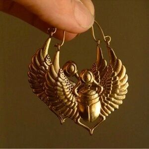 Scarab Insect Egyptian Talisman Wings Earrings